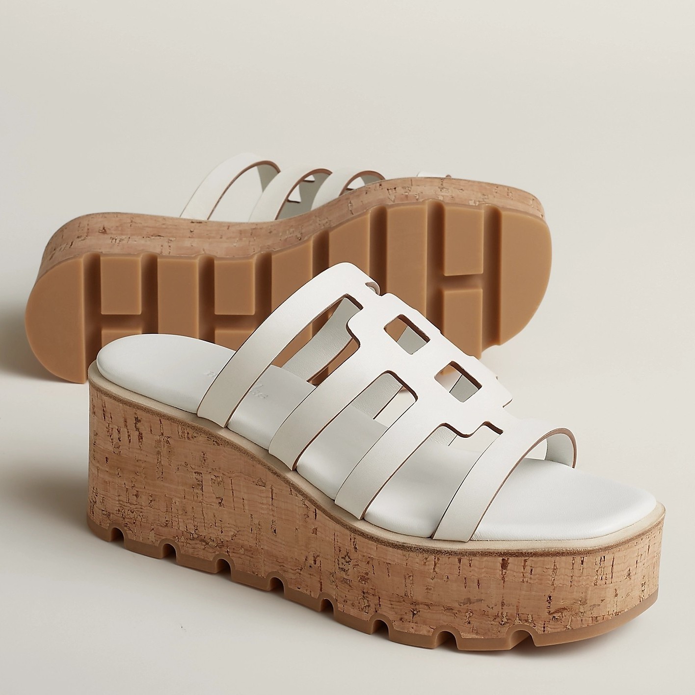 Hermes Isabella 30 Sandals in White Calfskin