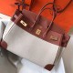 Hermes Canvas Birkin 35cm Bag With Brown Leather