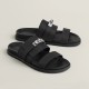 Hermes Men's Jackson Sandal in Black Epsom Calfskin