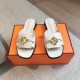 Hermes Women's Isle Sandals in White Leather