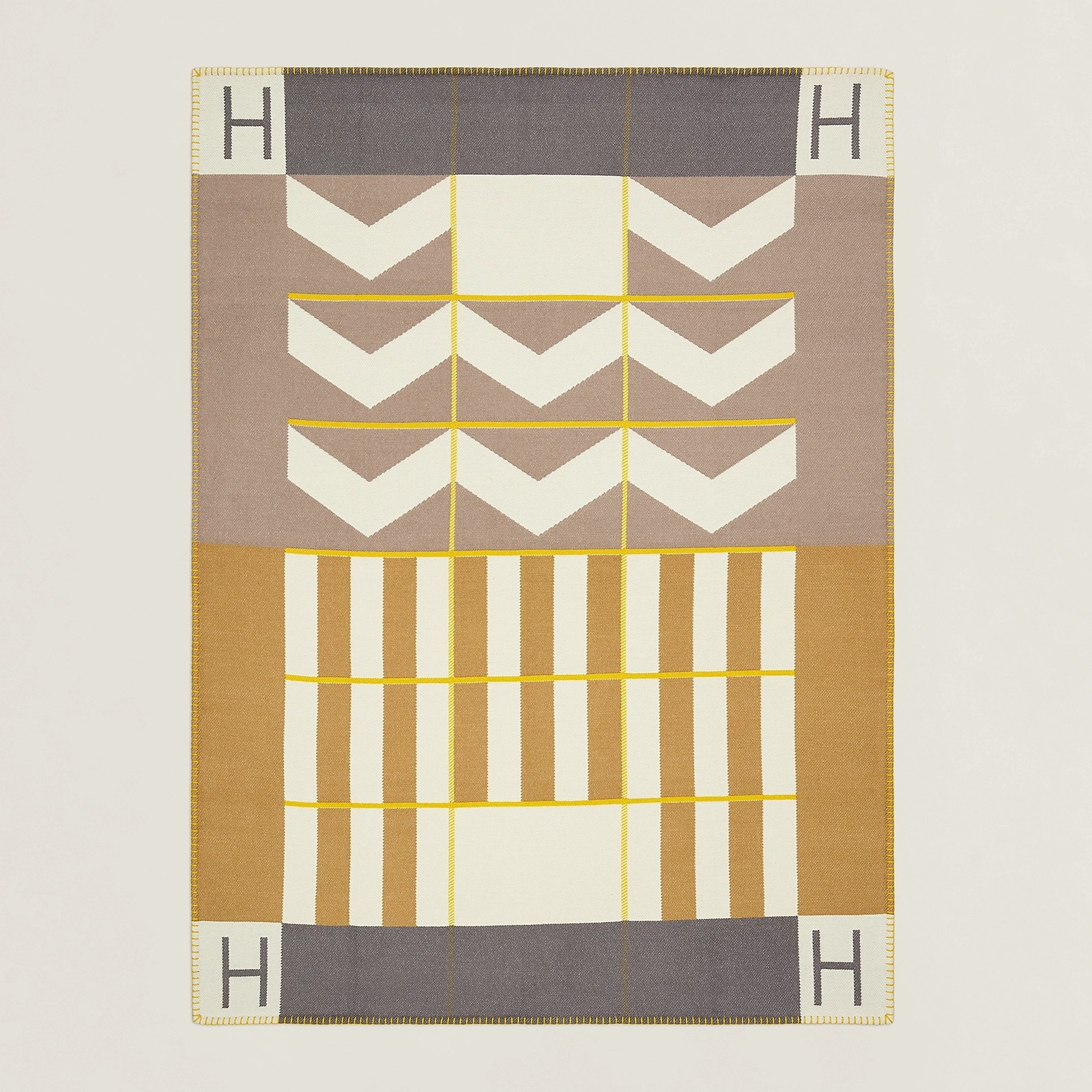 Hermes Avalon H Club Blanket in Taupe Cashmere