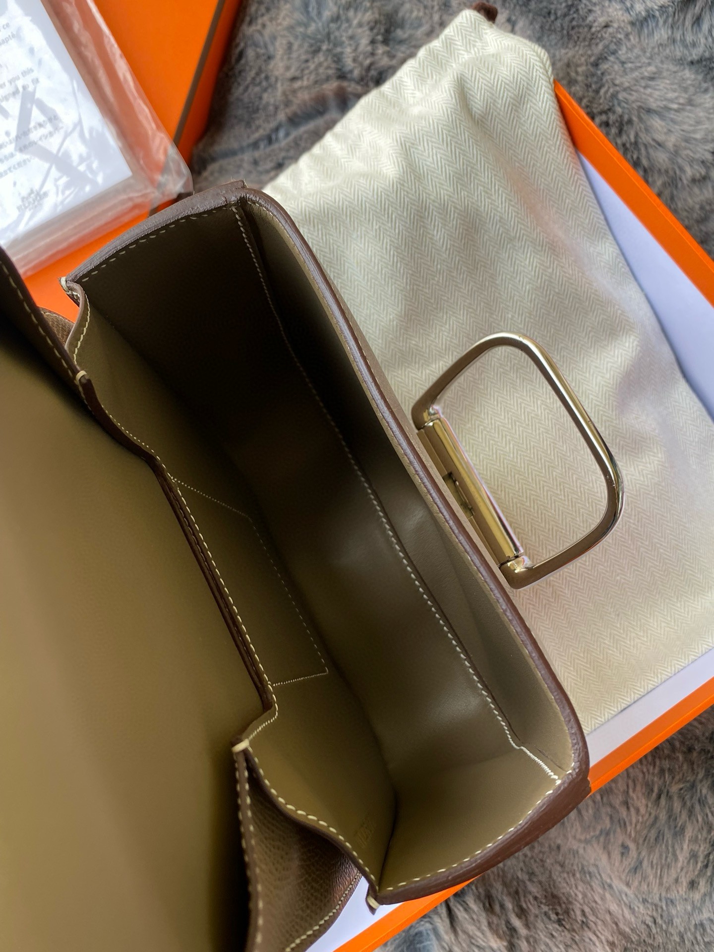 Hermes Della Cavalleria II Mini Bag in Taupe Epsom Calfskin