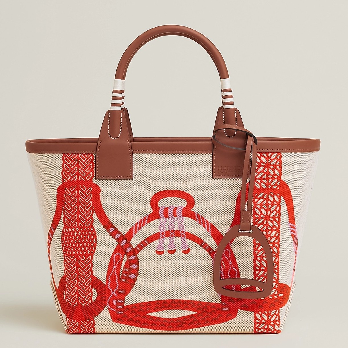 Hermes Steeple 25 Bag in H Plume Canvas with Fantaisie d'Etriers