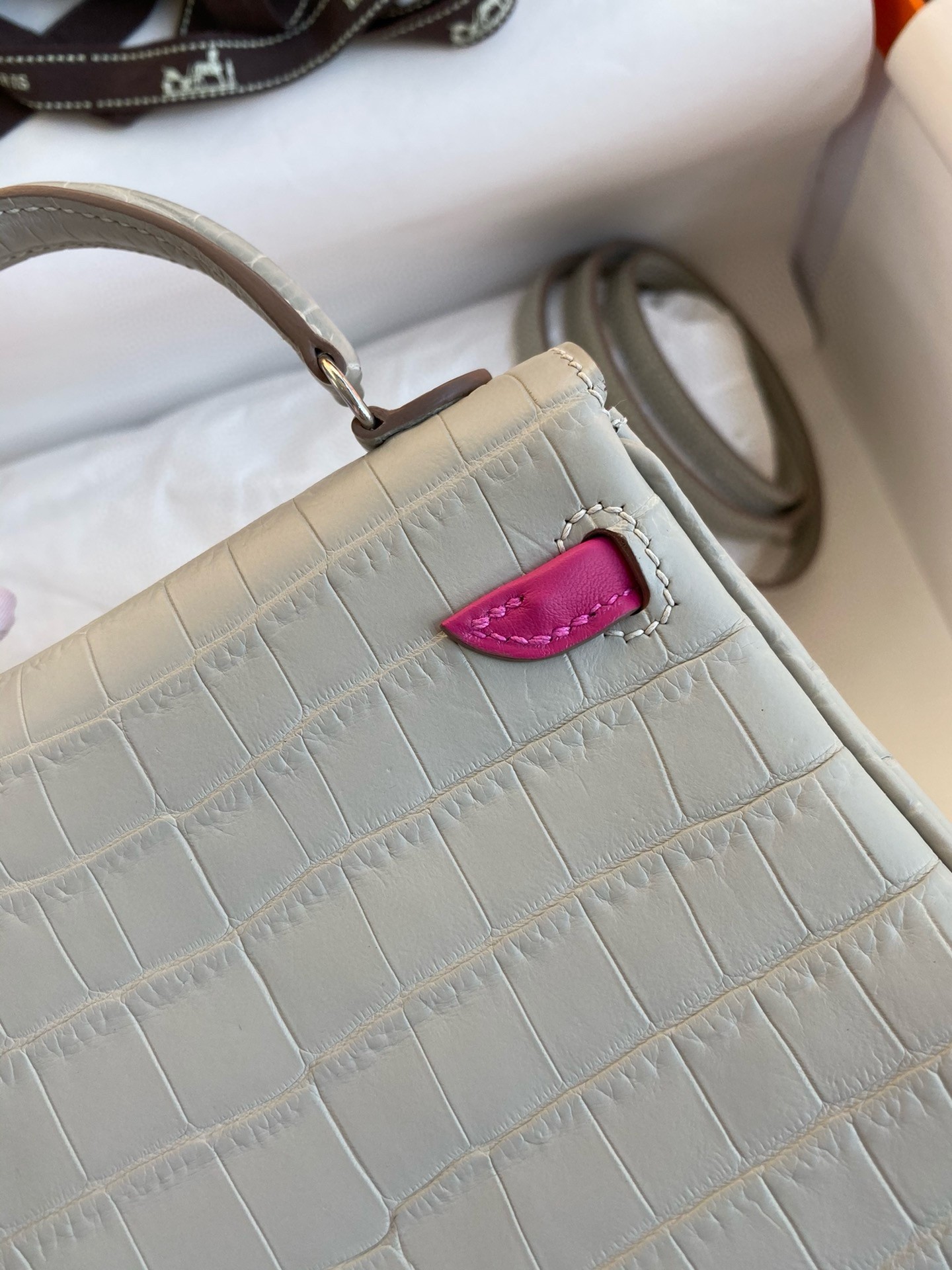 Hermes Kelly Doll Bag in Pearl Grey Matte Alligator Leather