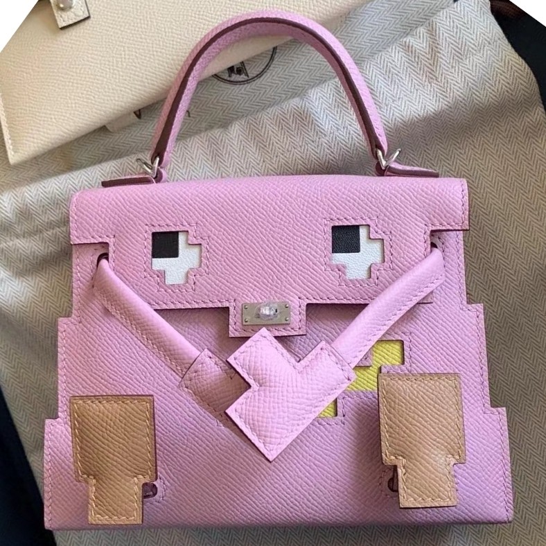 Hermes Kelly Doll Picto Bag in Mauve Sylvestre Epsom Calfskin