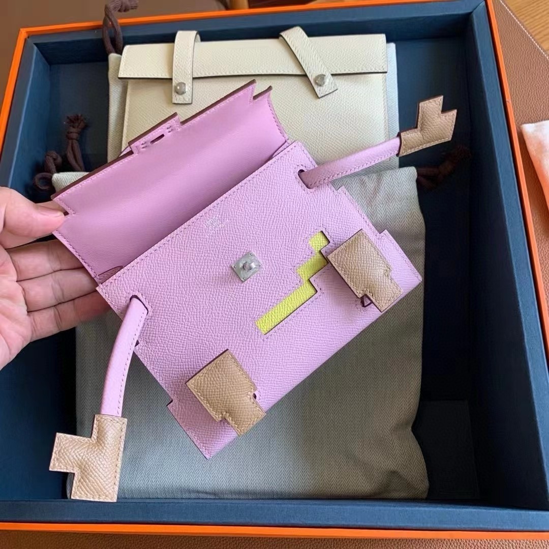 Hermes Kelly Doll Picto Bag in Mauve Sylvestre Epsom Calfskin