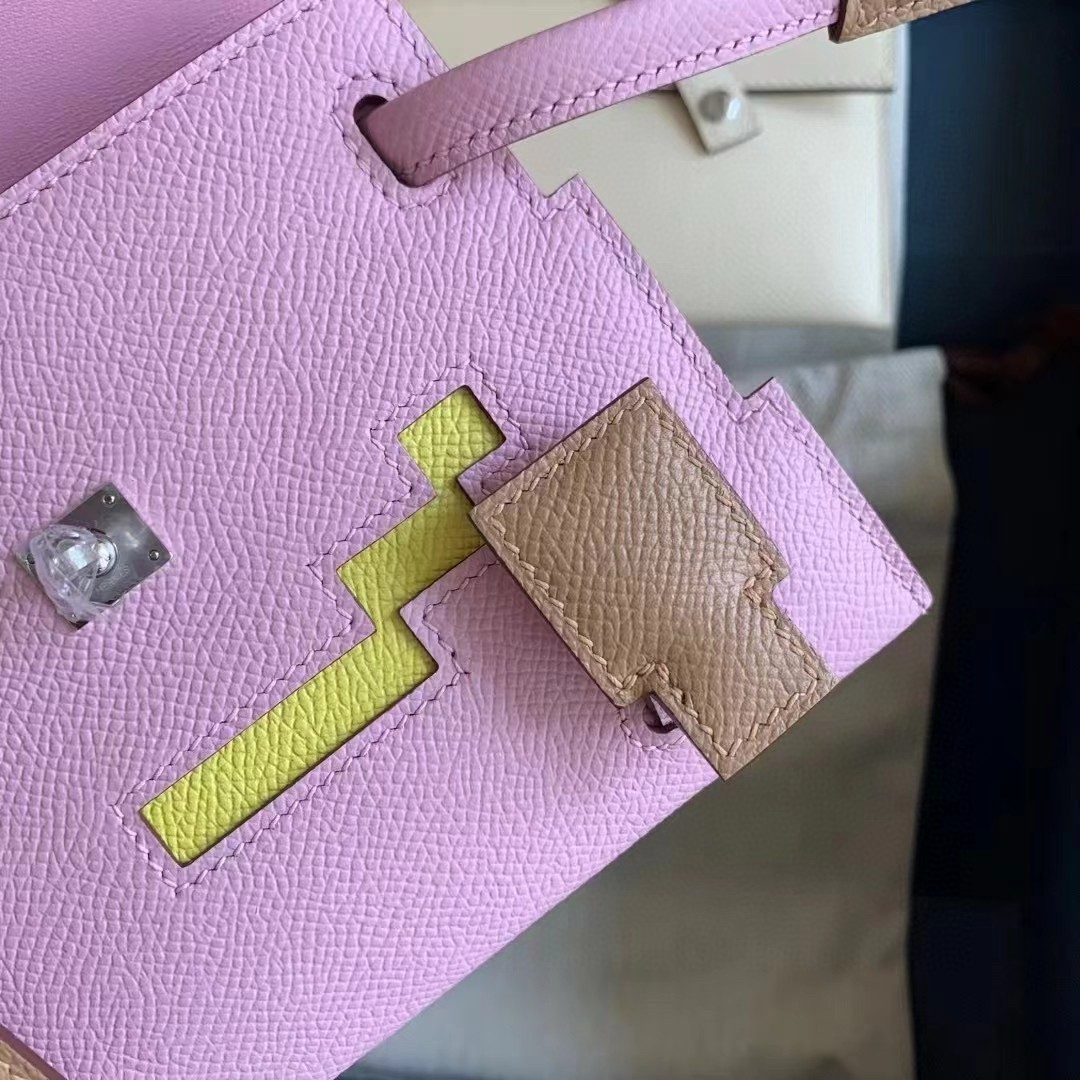 Hermes Kelly Doll Picto Bag in Mauve Sylvestre Epsom Calfskin