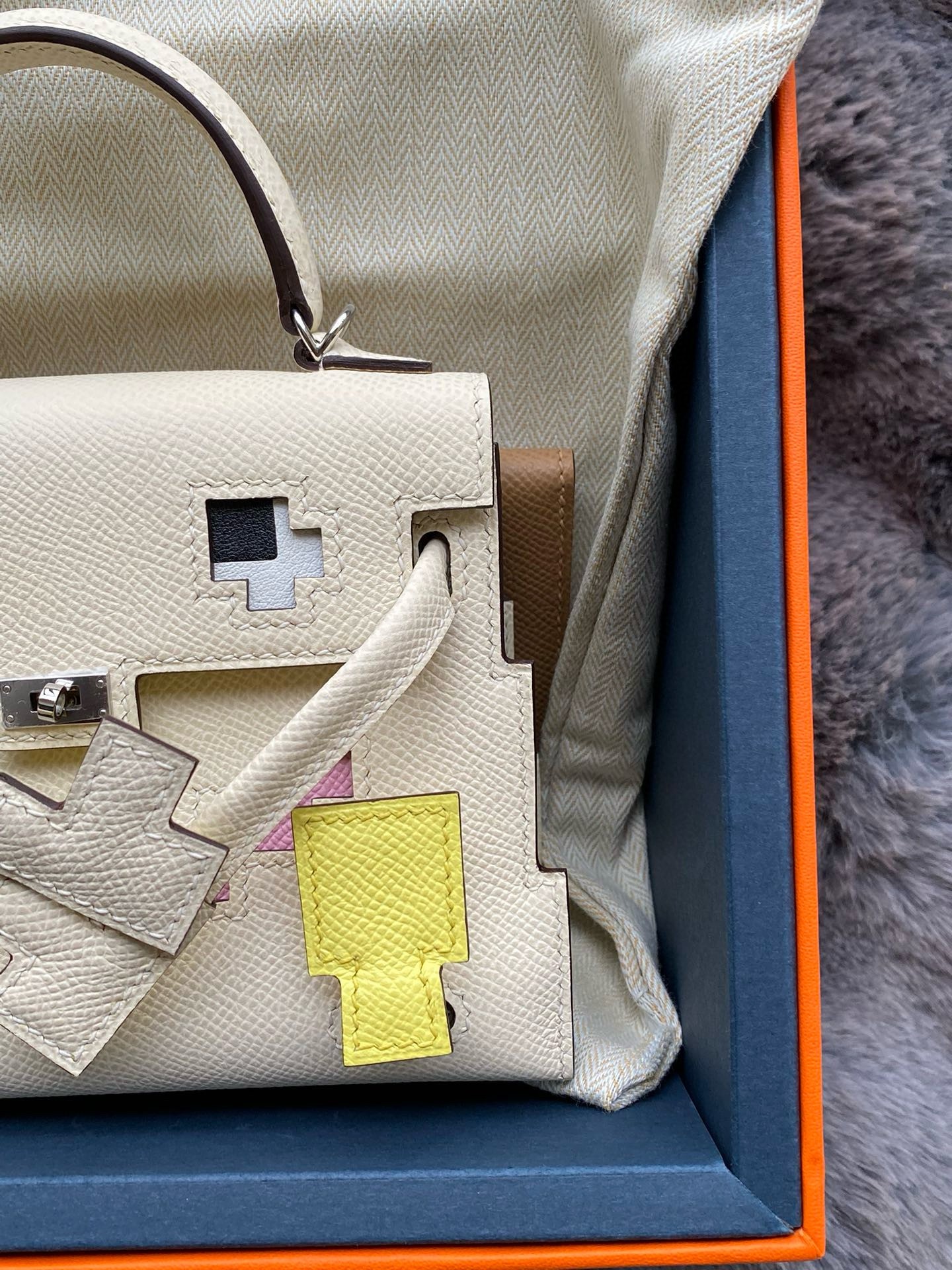 Hermes Kelly Doll Picto Bag in Nata Epsom Calfskin