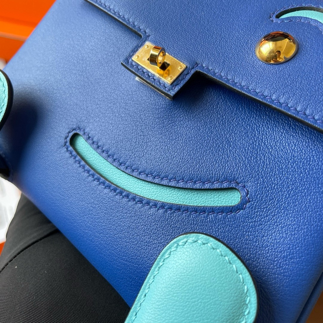 Hermes Kelly Doll Quelle Idole Bag in Blue Swift Calfskin