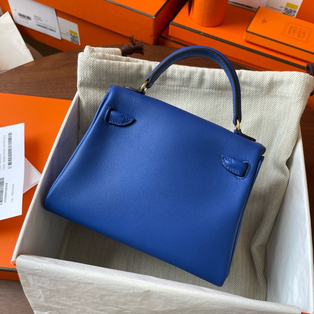 Hermes Kelly Doll Quelle Idole Bag in Blue Swift Calfskin