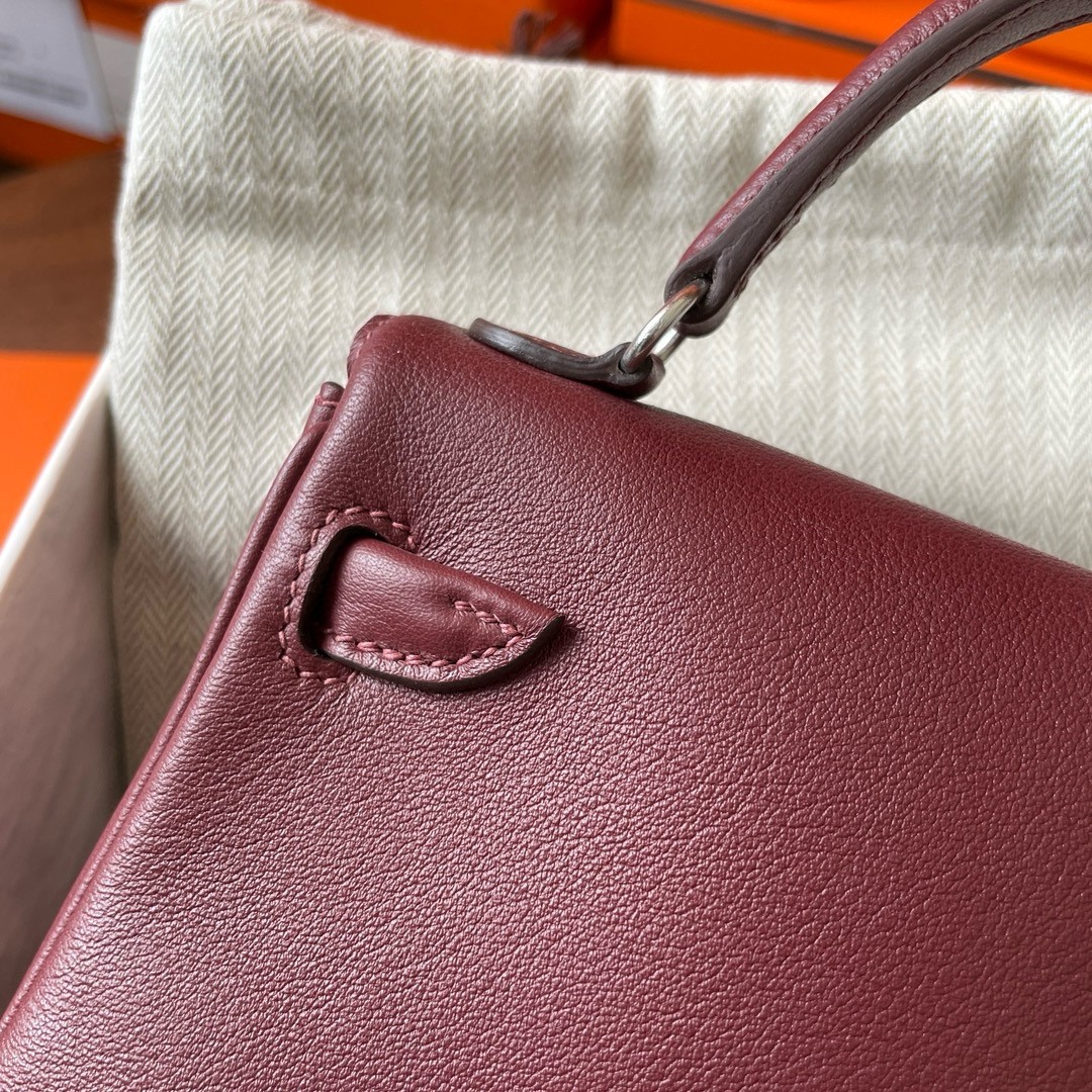 Hermes Kelly Doll Quelle Idole Bag in Bordeaux Swift Calfskin