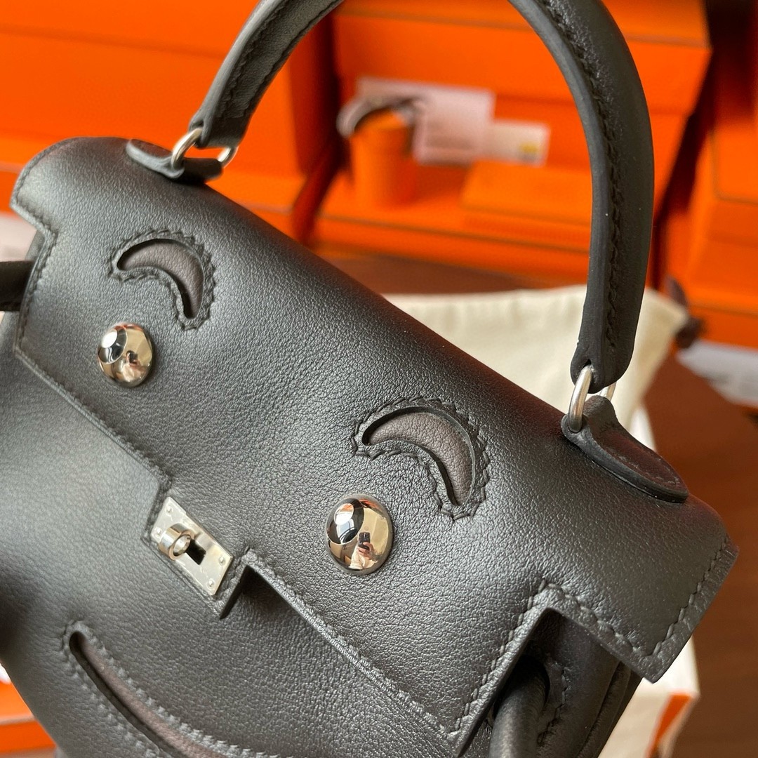 Hermes Kelly Doll Quelle Idole Bag in Black Swift Calfskin