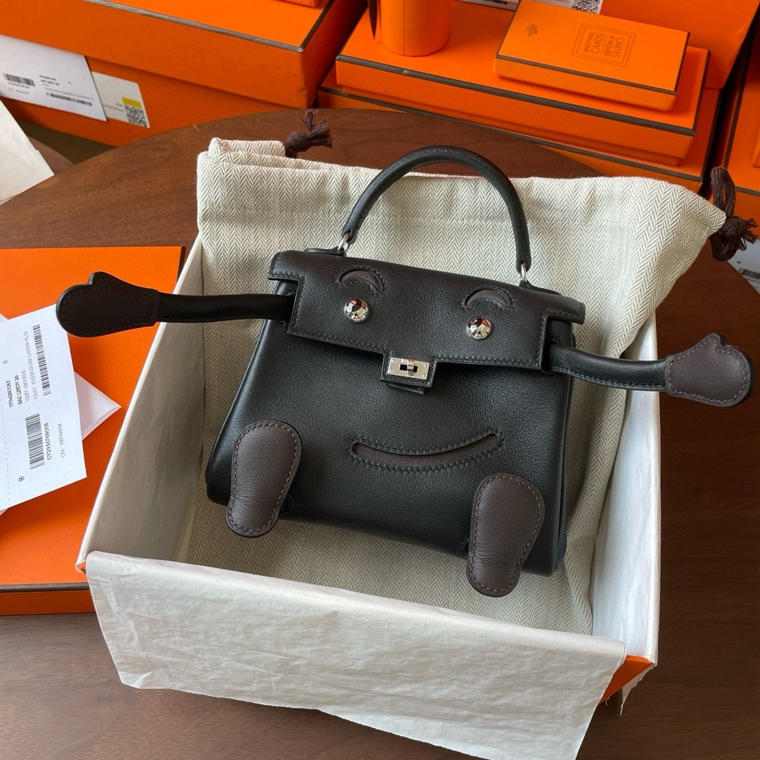 Hermes Kelly Doll Quelle Idole Bag in Black Swift Calfskin