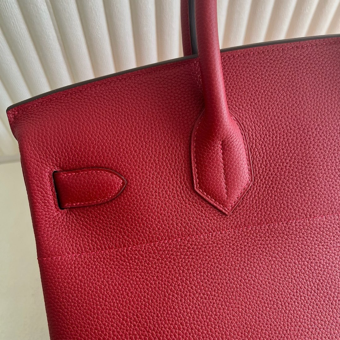 Hermes HAC Birkin 40 Handmade Bag in Red Clemence Leather