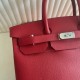 Hermes HAC Birkin 40 Handmade Bag in Red Clemence Leather