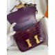 Hermes Constance 18 Handmade Bag in Cassis Shiny Alligator Leather