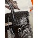 Hermes Birkin 25 Retourne Handmade Bag In Black Shiny Alligator Leather