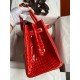 Hermes Birkin 25 Handmade Bag In Red Crocodile Niloticus Shiny Skin