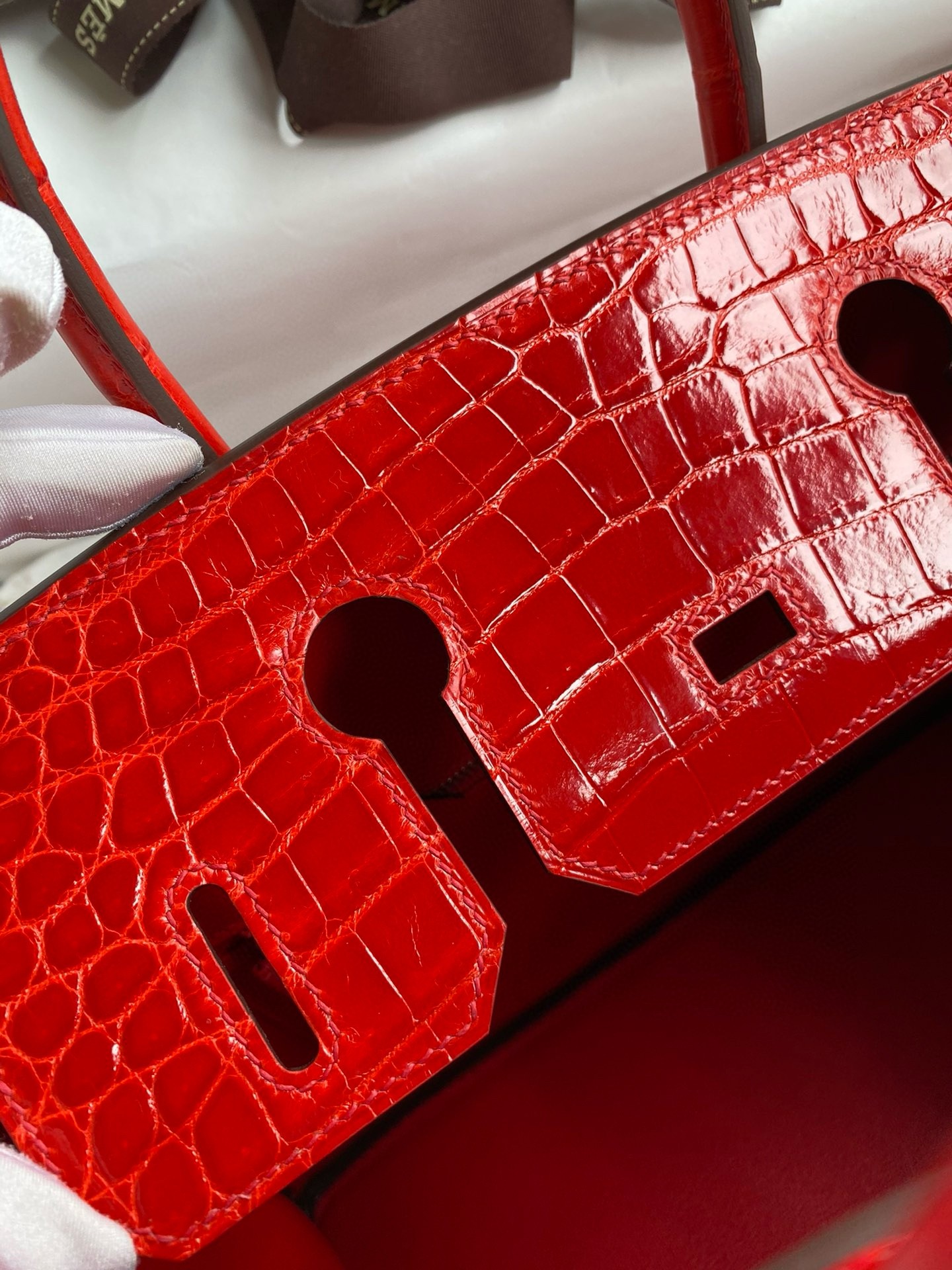 Hermes Birkin 25 Handmade Bag In Red Crocodile Niloticus Shiny Skin