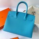 Hermes Birkin 25 Sellier Handmade Bag In Celeste Epsom Calfskin