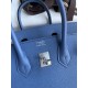 Hermes Birkin 25 Sellier Handmade Bag in Blue Brighton Epsom Calfskin