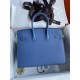 Hermes Birkin 25 Sellier Handmade Bag in Blue Brighton Epsom Calfskin