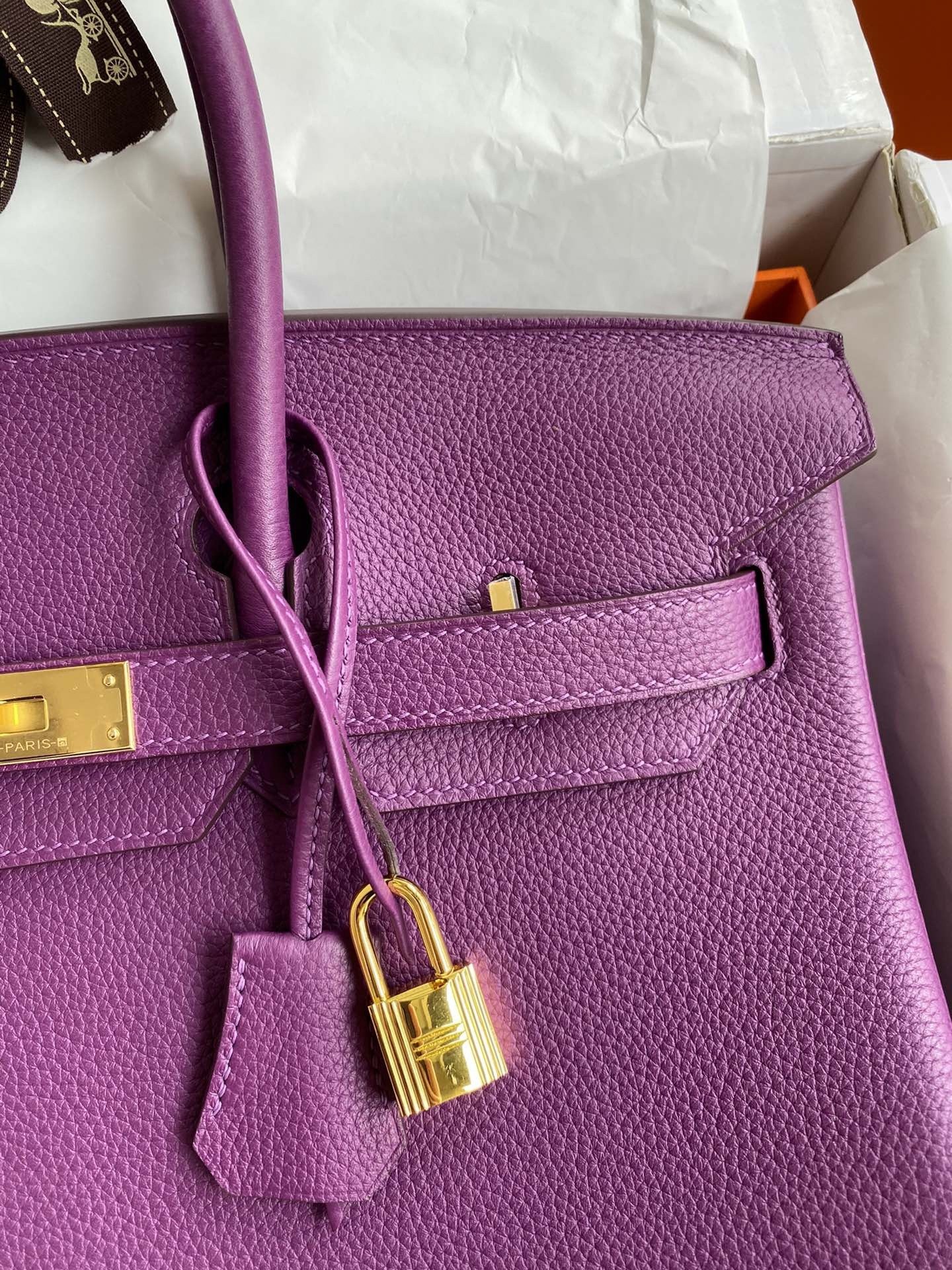 Hermes Birkin 35 Retourne Handmade Bag in Anemone Clemence Leather