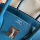 Hermes Birkin 35 Retourne Handmade Bag in Blue Jean Clemence Leather