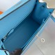 Hermes Kelly Sellier 25 Handmade Bag in Blue Azteque Epsom Calfskin