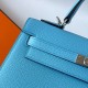 Hermes Kelly Sellier 25 Handmade Bag in Blue Azteque Epsom Calfskin