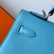 Hermes Kelly Sellier 25 Handmade Bag in Blue Azteque Epsom Calfskin