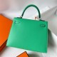 Hermes Kelly Sellier 25 Handmade Bag in Vert Comics Epsom Calfskin