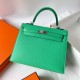 Hermes Kelly Sellier 25 Handmade Bag in Vert Comics Epsom Calfskin