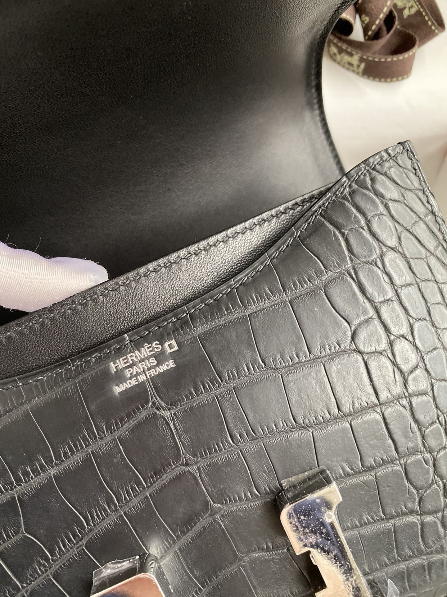 Hermes Constance 18 Handmade Bag in Black Matte Alligator Leather