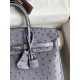 Hermes Birkin 25 Retourne Handmade Bag in Gris Agate Ostrich Leather