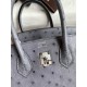 Hermes Birkin 25 Retourne Handmade Bag in Gris Agate Ostrich Leather