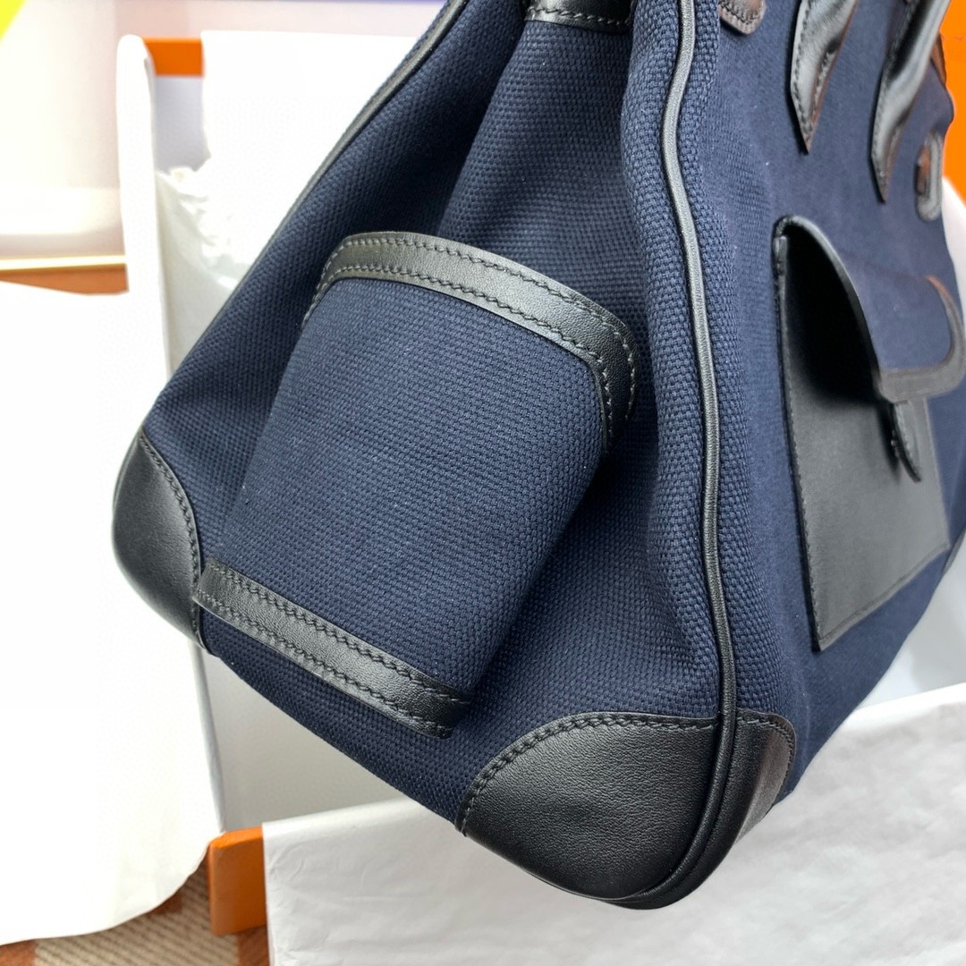 Hermes Cargo Birkin 35cm Limited-edition Bag in Navy Blue Canvas