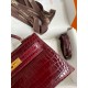 Hermes Kelly Mini II Sellier Handmade Bag in Bordeaux Shiny Alligator Leather