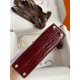 Hermes Kelly Mini II Sellier Handmade Bag in Bordeaux Shiny Alligator Leather