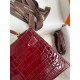 Hermes Kelly Mini II Sellier Handmade Bag in Bordeaux Shiny Alligator Leather