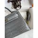 Hermes Kelly Mini II Sellier Handmade Bag in Gris Ciment Shiny Alligator Leather