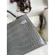 Hermes Kelly Mini II Sellier Handmade Bag in Gris Ciment Shiny Alligator Leather