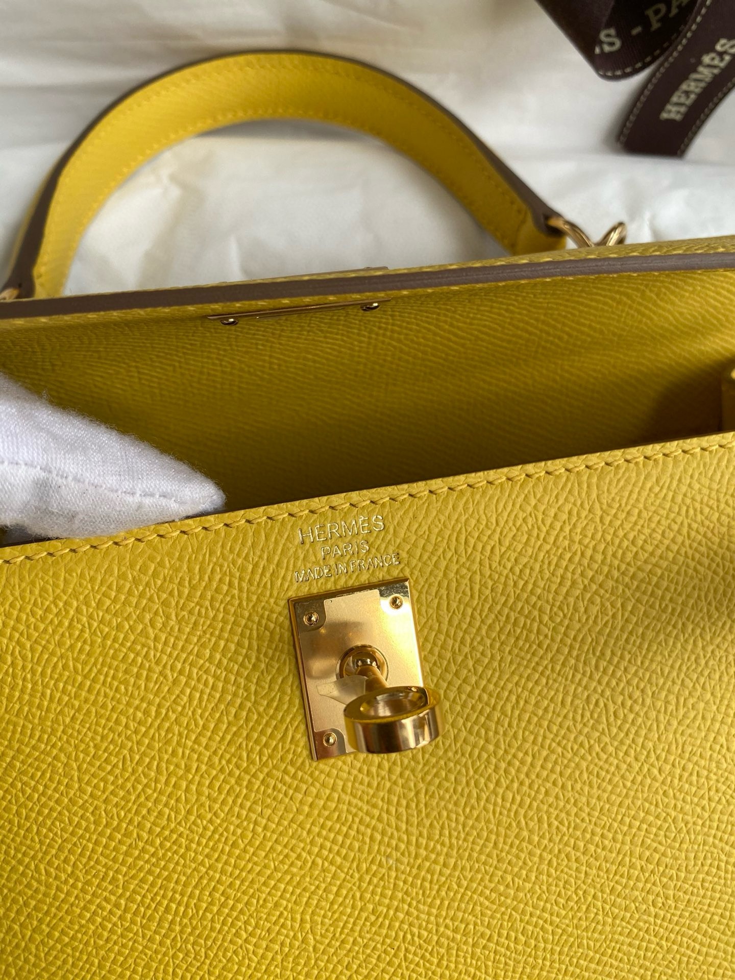 Hermes Kelly Sellier 25 Handmade Bag in Jaune de Naples Epsom Calfskin