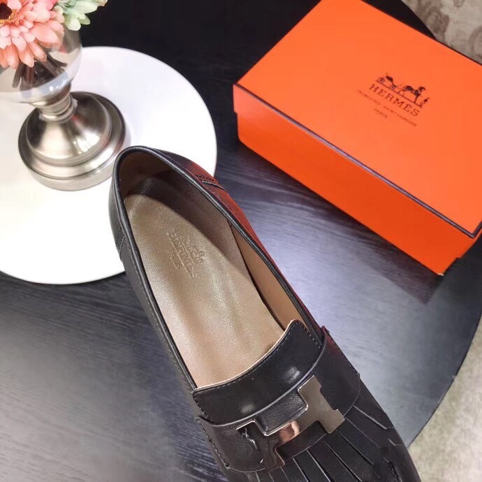 Hermes Royal Loafers In Black Calfskin