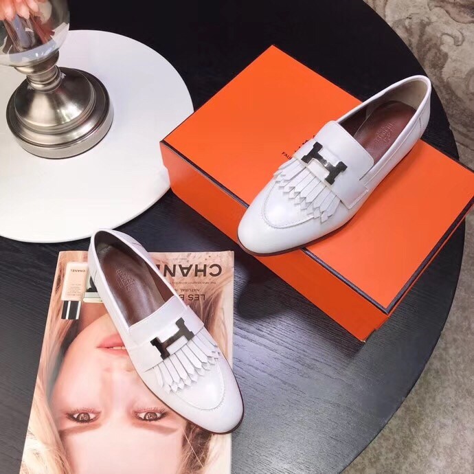 Hermes Royal Loafers In White Calfskin