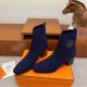 Hermes Volver 60 Ankle Boot In Blue Knit