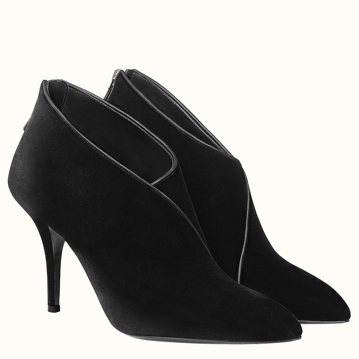 Hermes Virginia Ankle Boots In Black Velvet