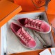 Hermes Velvet Sneakers In Pink Velvet With Embroidered Wing Patch