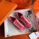 Hermes Velvet Sneakers In Pink Velvet With Embroidered Wing Patch