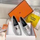 Hermes Royal Loafers In Silver Metallic Lambskin